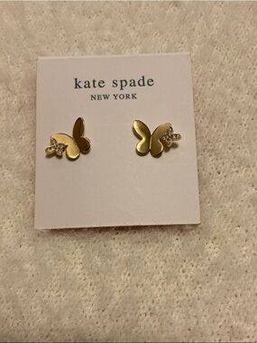 kate spade Gold-tone Butterfly Stud Earrings with Crystal Accent